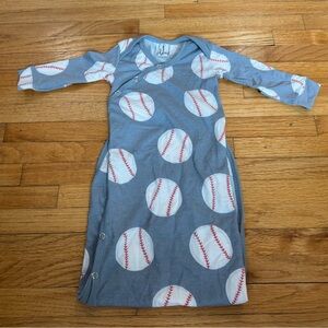 Cooper Pearl Slugger Baseball Print Newborn Long Sleeve Gown Bamboo Feel
